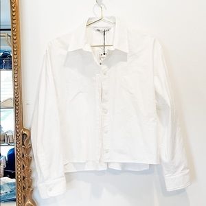 Zara cropped Oxford button down top shirt